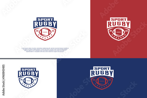 Rugby sport emblem logo design. Rugby team badge logo