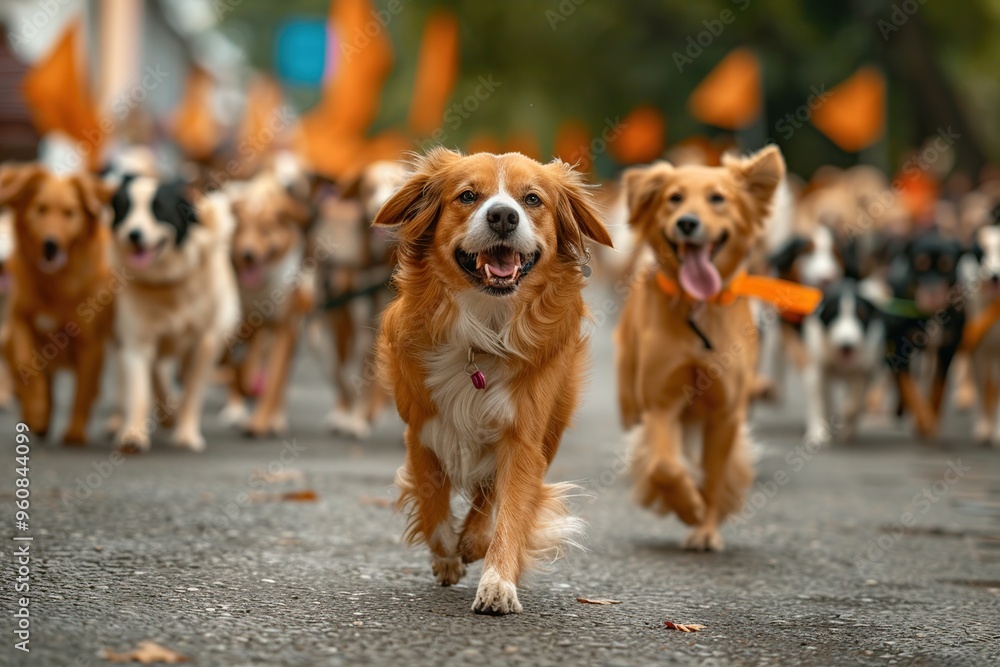 Dogs Running Together