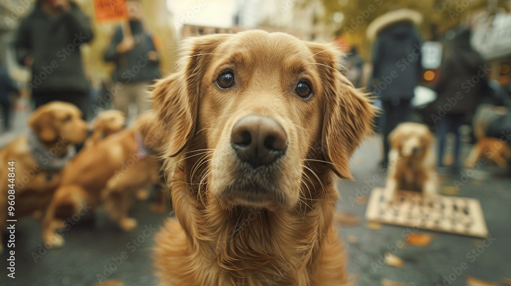 Golden Retriever Dog Looking at the Camera Golden Retriever Dog Looking at the Camera