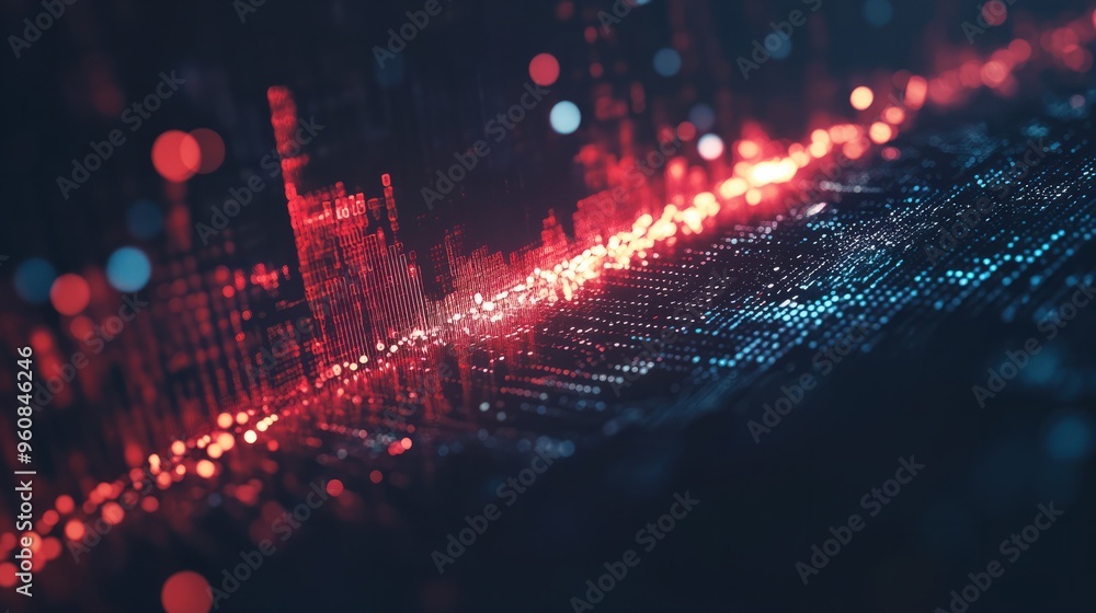 Fototapeta premium raise arrow chart digital transformation abstract technology background. Big data and business growth currency stock and investment economy