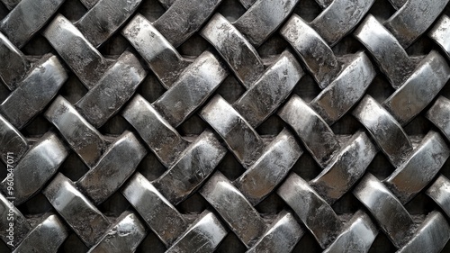 Textured metallic woven pattern resembling braided structure