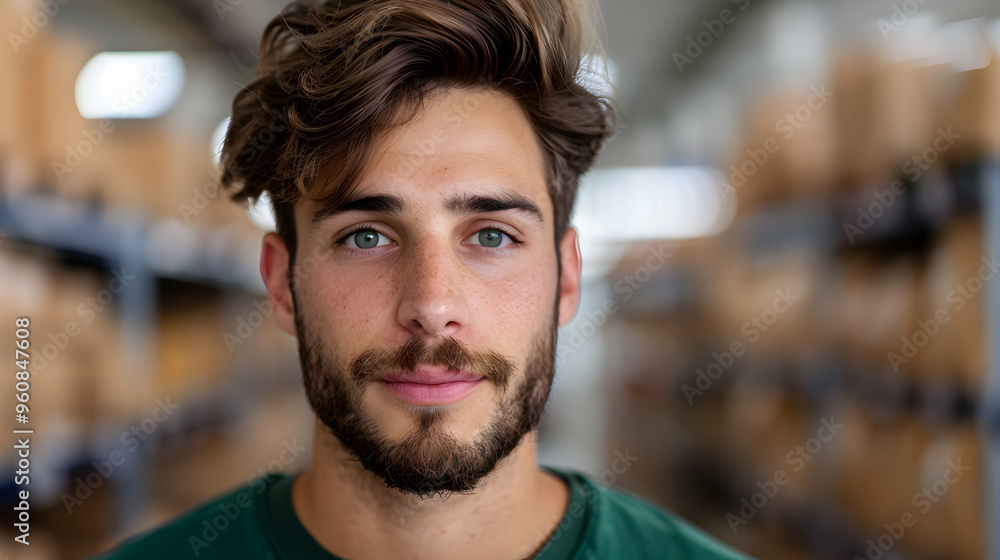 Handsome Young Man With Beard Volunteering Handsome Young Man With Beard Volunteering