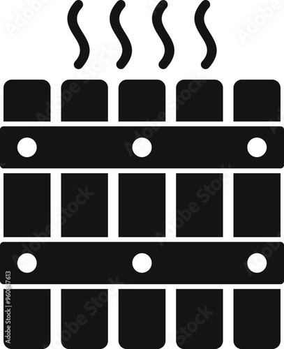 Simple vector of hot stones in a sauna room emitting steam for relaxation