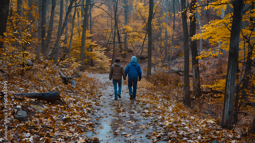Fototapeta premium Forest Path in Autumn Colorful landscape of forest in autumn season.