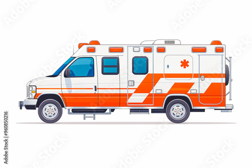Wallpaper Mural Emergency car, red and white ambulance medical service vehicle vector Illustration on a white background Torontodigital.ca