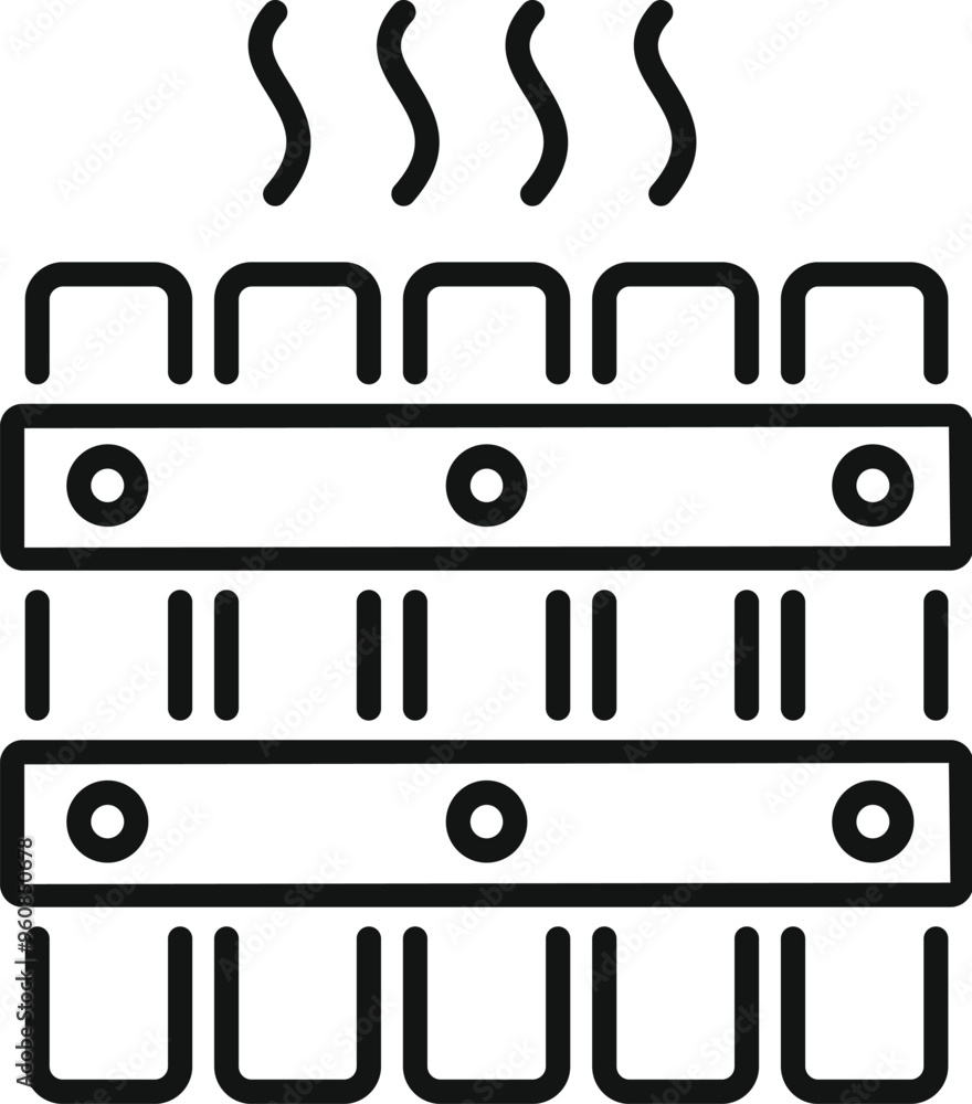 Simple vector icon of a wooden sauna room releasing hot steam, ideal for representing relaxation and wellness Simple vector icon of a wooden sauna room releasing hot steam, ideal for representing relaxation and wellness