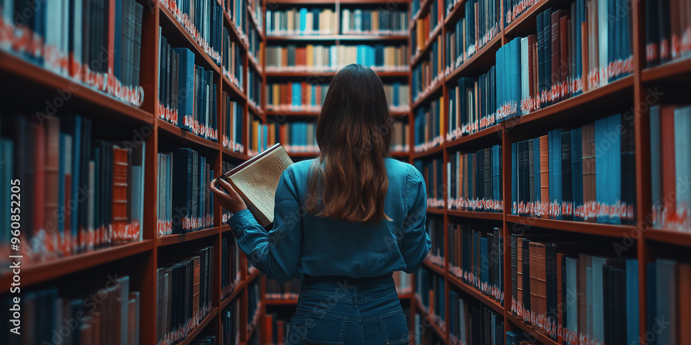 Librarian Organizing Books in Library Librarian Organizing Books in Library
