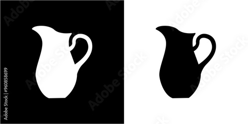 black and white vases with flowers photo