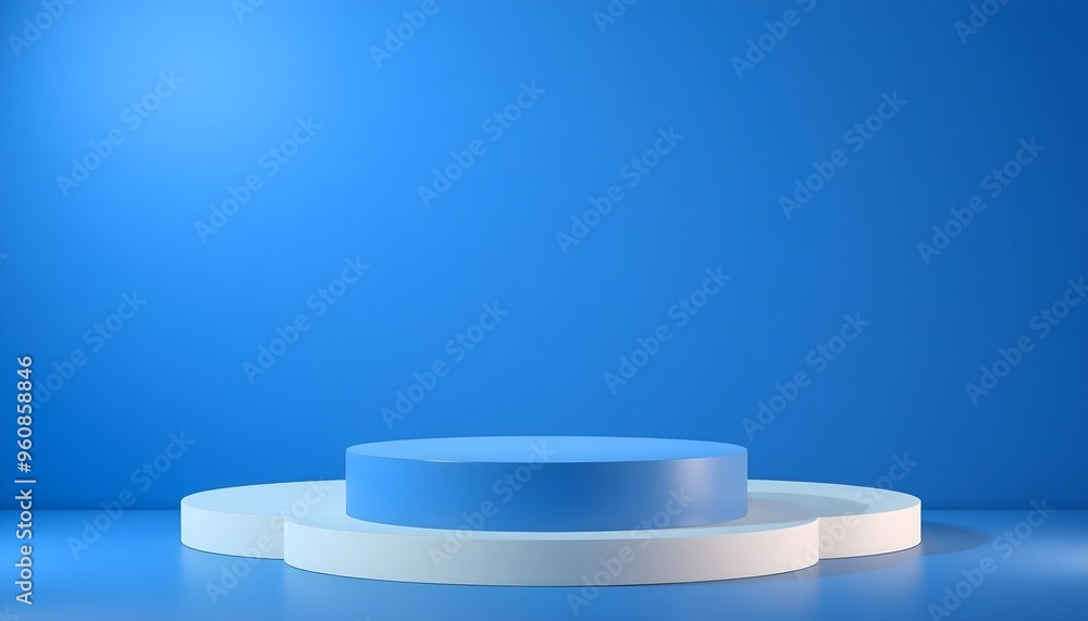 Blue and white podium pedestal with matte colour background. Style-22 Blue and white podium pedestal with matte colour background. Style-22