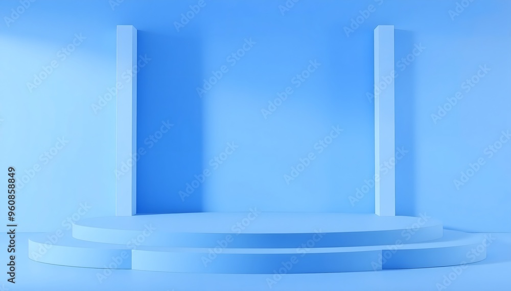 Blue and white podium pedestal with matte colour background. Style-23 Blue and white podium pedestal with matte colour background. Style-23