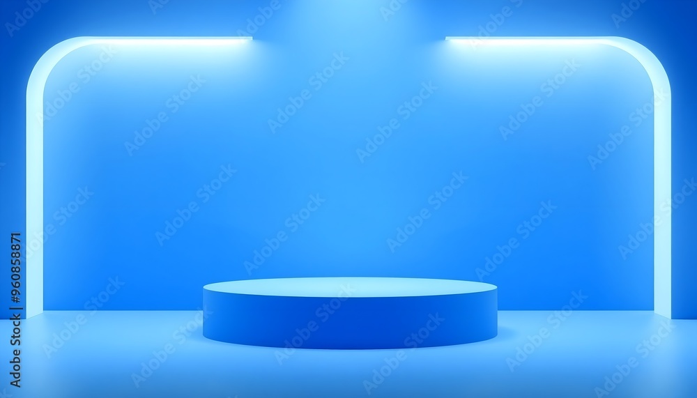 Blue and white podium pedestal with matte colour background. Style-20 Blue and white podium pedestal with matte colour background. Style-20