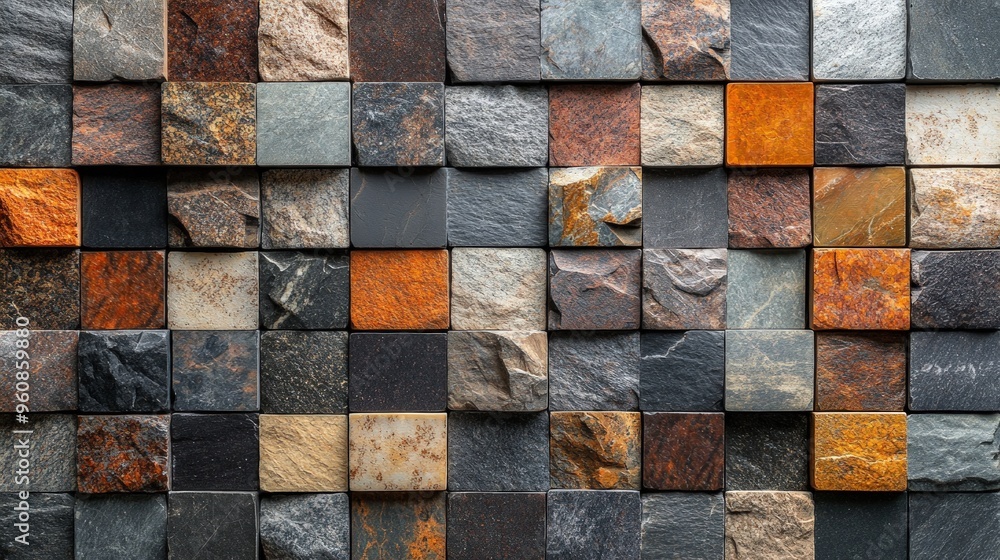 Close-up of a stone wall with a variety of colors and textures. Close-up of a stone wall with a variety of colors and textures.