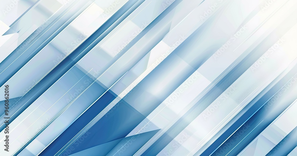 Fototapeta premium A dynamic abstract design featuring overlapping blue and white geometric shapes, conveying a sense of movement and modernity.