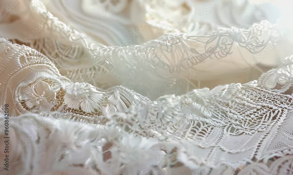A delicate lace pattern, its airy texture and intricate details creating a sense of elegance. Video A delicate lace pattern, its airy texture and intricate details creating a sense of elegance. Video