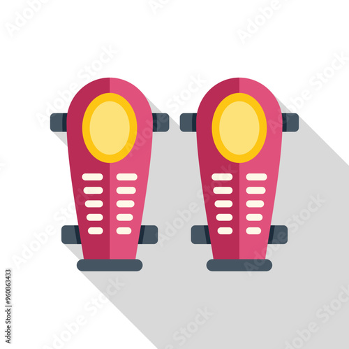 Pair of pink shin guards for preventing sport injuries, safety equipment for active lifestyle and professional training