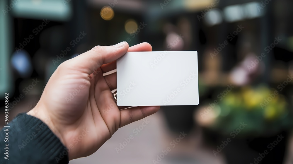 Hand Holding Blank White Card Mockup. Hand Holding Blank White Card Mockup.