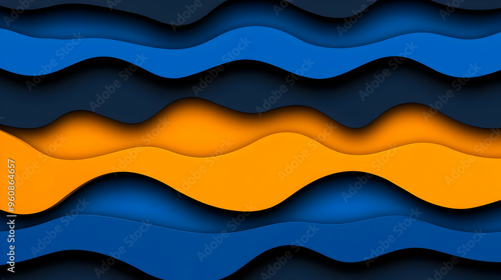 Abstract Wavy Blue Orange Background Paper Cut Design Abstract Wavy Blue Orange Background Paper Cut Design