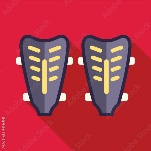 Pair of soccer shin guards, protecting players legs from injuries during football match