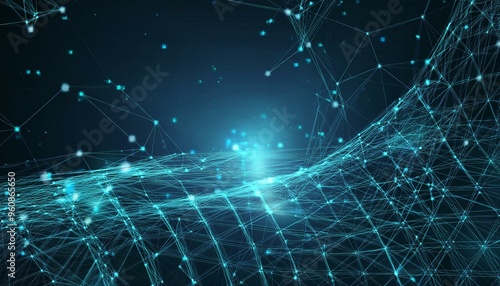 Wallpaper Mural Abstract polygonal background from lines, dots and glowing particles with plexus effect Torontodigital.ca