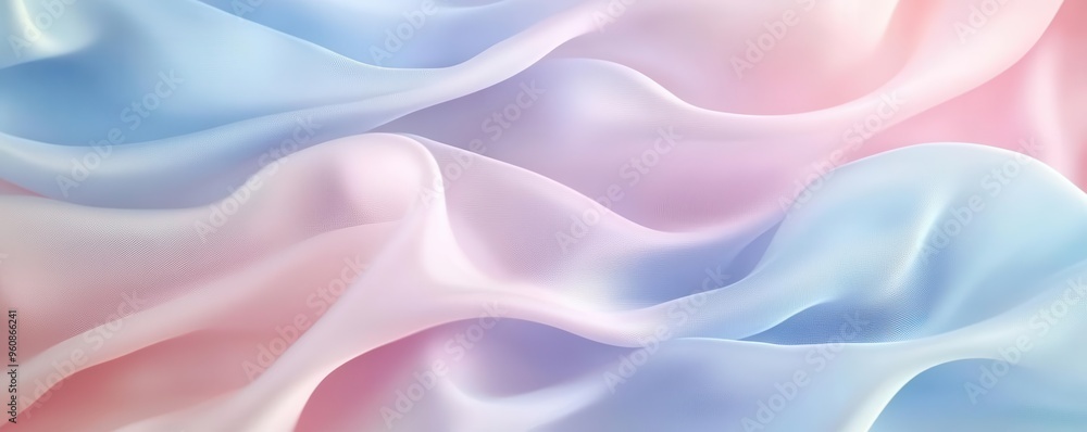 Obraz premium Subtle pastel curves forming soft waves, smooth fabric feel, abstract background