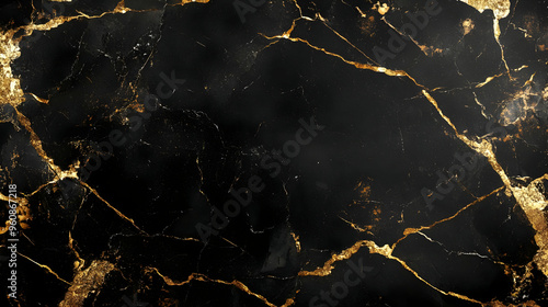 Black and Gold Marble Texture Background