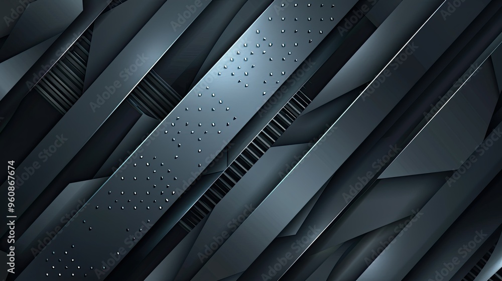 A sleek, abstract design featuring overlapping dark metallic strips, showcasing a modern aesthetic suitable for backgrounds or tech themes. A sleek, abstract design featuring overlapping dark metallic strips, showcasing a modern aesthetic suitable for backgrounds or tech themes.