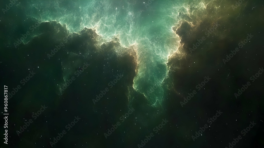 Green Nebula in Space Cosmic Clouds and Stars Green Nebula in Space Cosmic Clouds and Stars