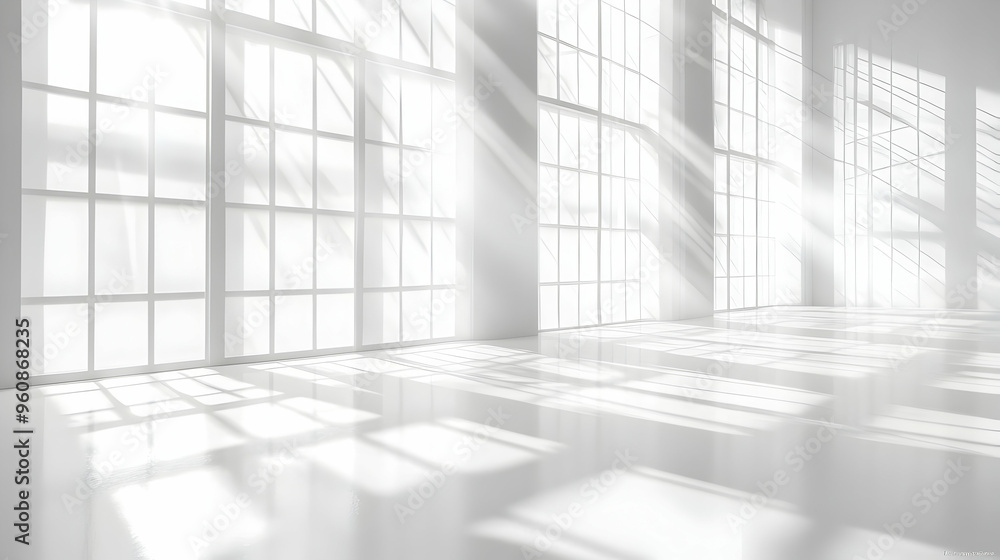 Sunbeams Streaming Through Windows in White Room Sunbeams Streaming Through Windows in White Room