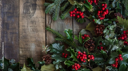 christmas decoration on wooden background