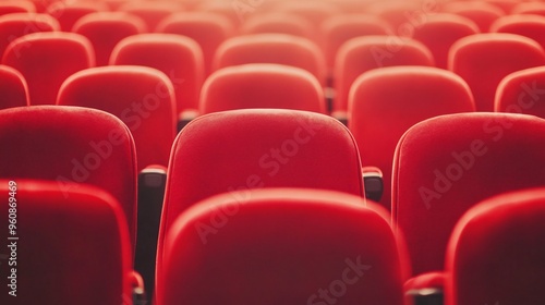 Vibrant red cinema seats creating a welcoming atmosphere for moviegoers.