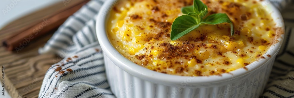 Cinnamon-topped sweet corn pudding Cinnamon-topped sweet corn pudding