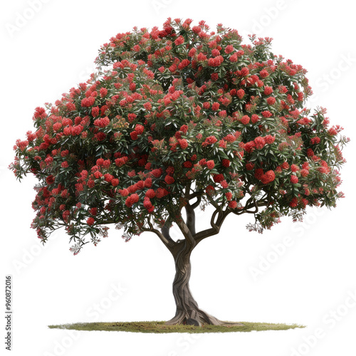 Toyon Tree Landscape Perspective Ultra Realistic Rendering on White Background