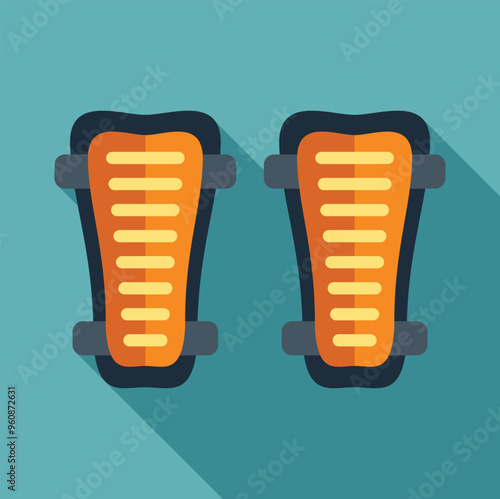 Orange soccer shin guards protecting athlete legs during the game