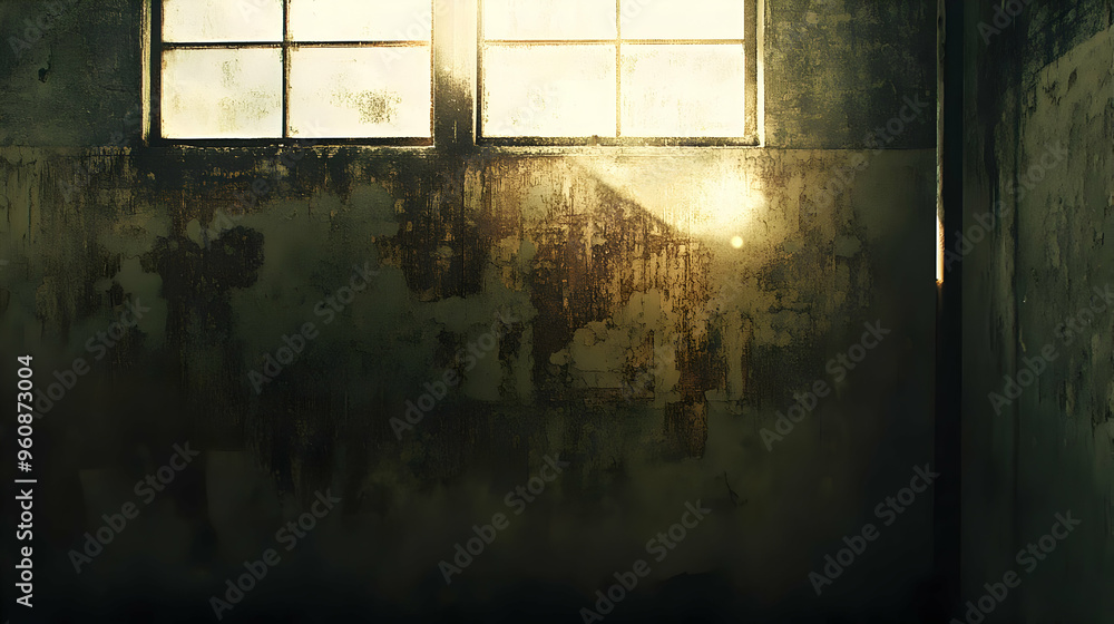 Grunge Wall with Window and Light Ray Grunge Wall with Window and Light Ray