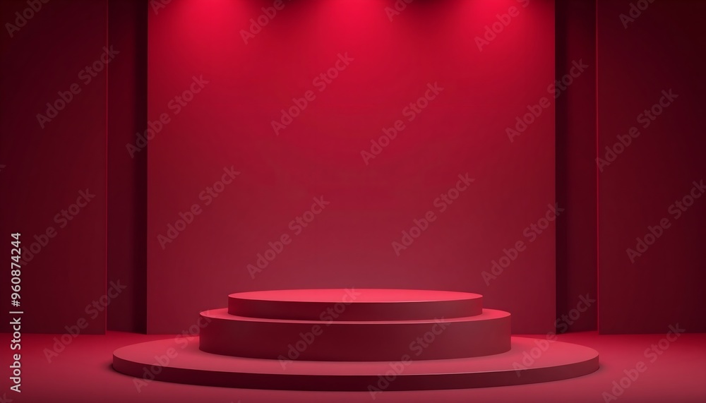Dark red podium pedestal with matte color background. Style-94 Dark red podium pedestal with matte color background. Style-94