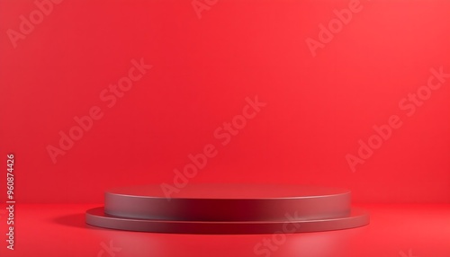 Dark red podium pedestal with matte color background. Style-8