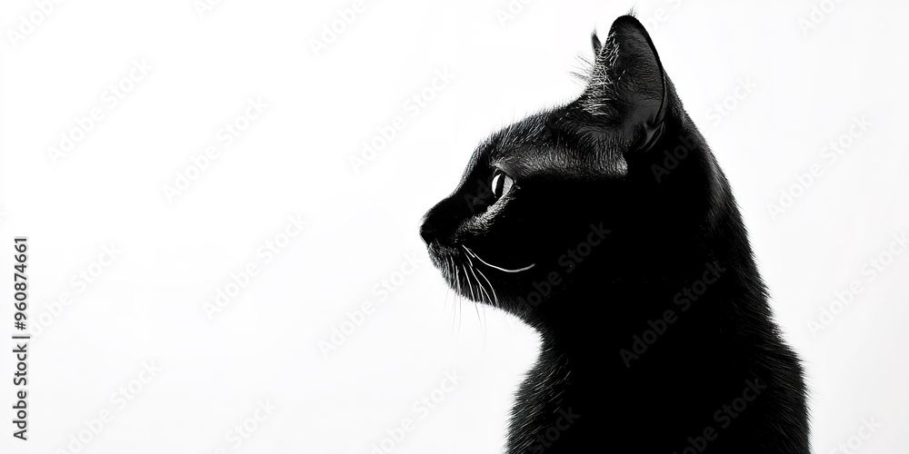 Black silhouette of a cat. white background Black silhouette of a cat. white background