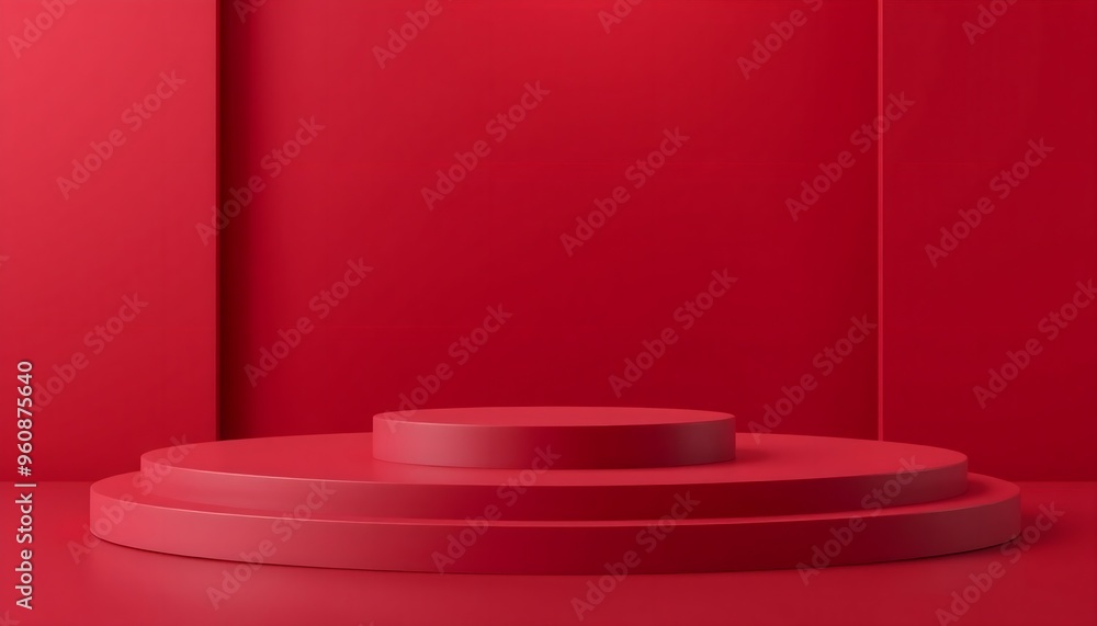 Dark red podium pedestal with matte color background. Style-60