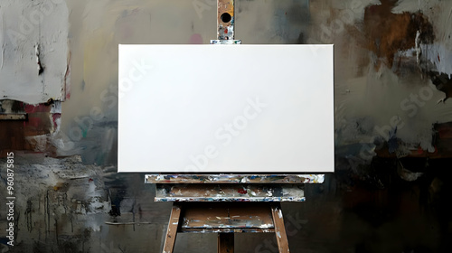 Blank Canvas on Easel in Art Studio