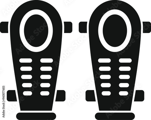 Simple vector icon of a pair of football shin guards protecting player legs