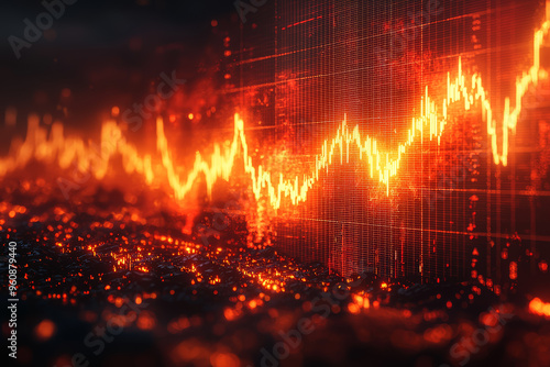Wallpaper Mural A sequence of financial charts depicting the rise and fall of market trends over time, illustrating economic cycles. Concept of economics and analysis. Torontodigital.ca