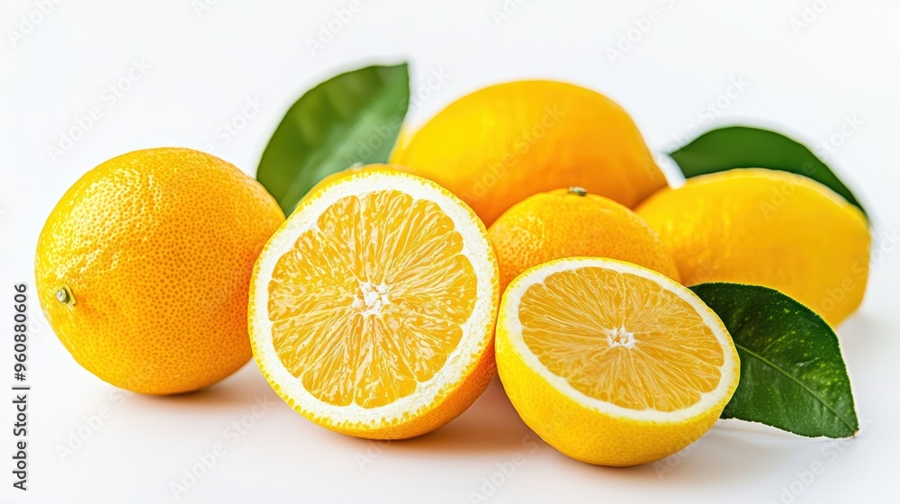 High-quality oranges and lemons, freshly picked, isolated on a white background, vibrant and juicy High-quality oranges and lemons, freshly picked, isolated on a white background, vibrant and juicy