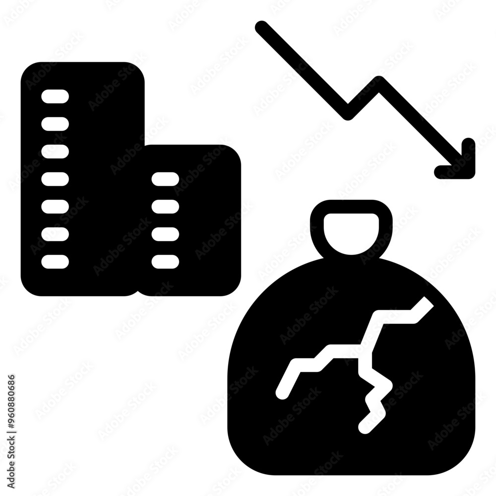 bankruptcy icon, glyph icon style bankruptcy icon, glyph icon style