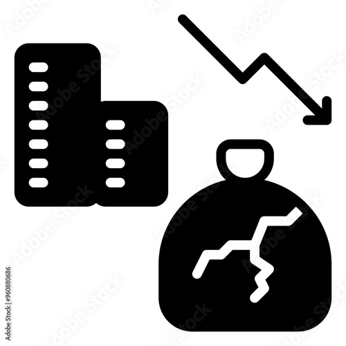 bankruptcy icon, glyph icon style