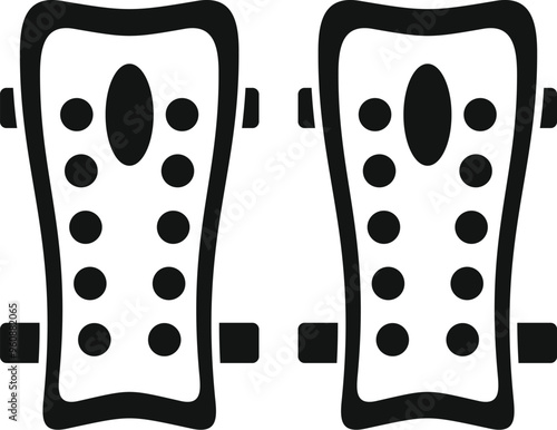 Pair of football shin guards icon in simple style isolated on white background