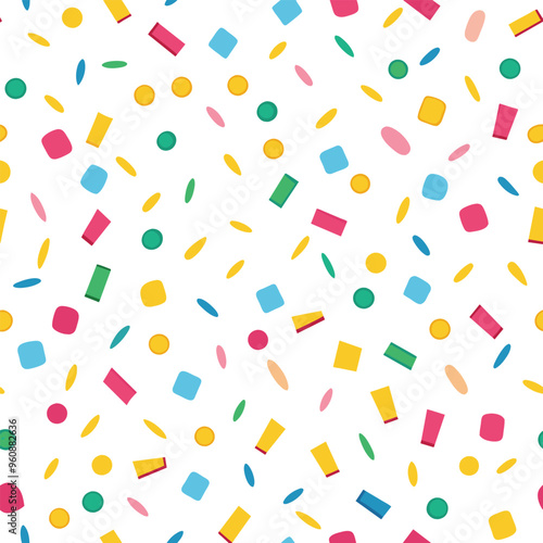 A lively and colorful confetti pattern on a white background perfect for enhancing celebrations parties and festive decorations year round