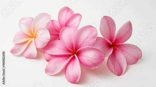 Pink Frangipani Flowers on White Background