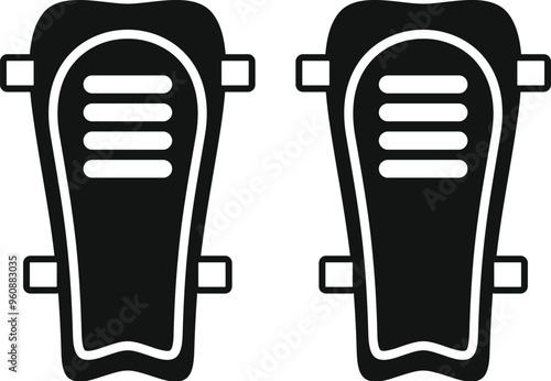 Simple vector icon of a pair of football shin pads, essential protective gear for players