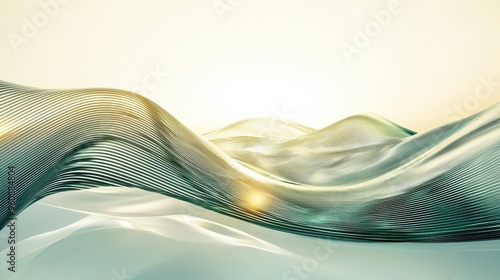 Abstract Green and Gold Wavy Lines Background