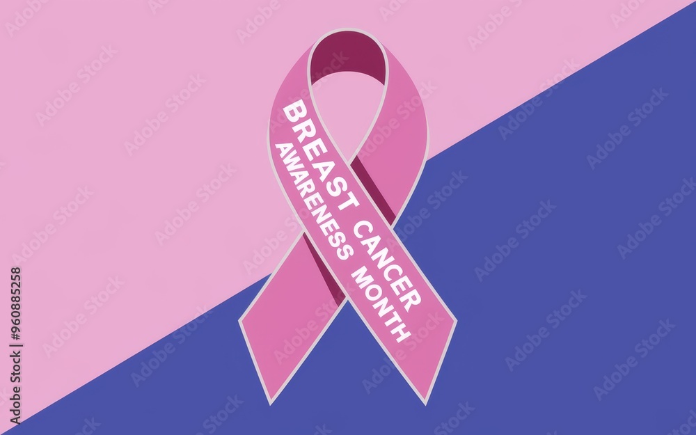Fototapeta premium Breast Cancer Awareness Ribbon on Dual Background
